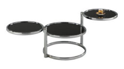Aspect Furniture Eternity Glass Coffee Table With Swivel Motion,metal Chrome/black Glass - thumbnail 2