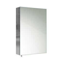 Ibathuk Porto Wall Mounted Stainless Steel Bathroom Mirror Cabinet With Single Door Storage Unit & 2 Shelves In Silver, 600X400mm