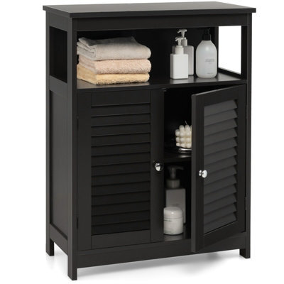 Gainoom Bathroom Black Storage Cabinet Freestanding Side Organizer Cabinet W/ Adjustable Shelf - image 1