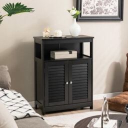 Gainoom Bathroom Black Storage Cabinet Freestanding Side Organizer Cabinet W/ Adjustable Shelf - thumbnail 5