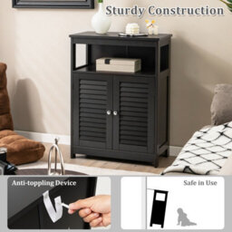 Gainoom Bathroom Black Storage Cabinet Freestanding Side Organizer Cabinet W/ Adjustable Shelf - thumbnail 6