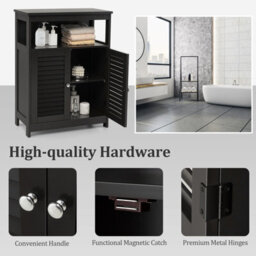 Gainoom Bathroom Black Storage Cabinet Freestanding Side Organizer Cabinet W/ Adjustable Shelf - thumbnail 9