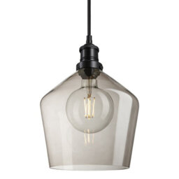 Industville Brooklyn Glass Schoolhouse Pendant Light - 10 Inch, Mocha Glass, Black Pendant Holder - thumbnail 1