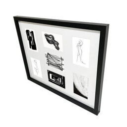 GoodHome Matt Black Pine Effect Plain Multi Picture Frame (H)55.6Cm X (W)45.6Cm