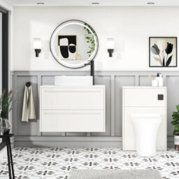 Royal Bathrooms Royal Bathroom Elmore 800mm Classic White Wall Mounted Countertop Bathroom Vanity Unit 2 Drawer With Lyon Basin - thumbnail 5