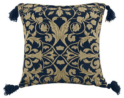 Intimates Luxury Jacquard Woven Cushion, Zip Closure, Modern Décor Sofa Cushion - Navy