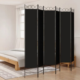Berkfield 6-Panel Room Divider Black 240X220 Cm Fabric - thumbnail 1