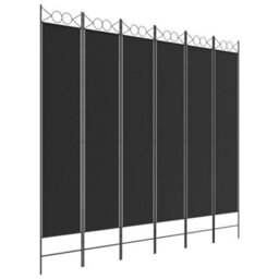 Berkfield 6-Panel Room Divider Black 240X220 Cm Fabric - thumbnail 2