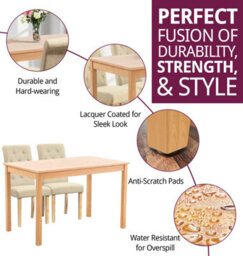 Hallowood Furniture Waverly Light Oak Dining Table (120X70Cm) Set With 4 Linen Fabric Chairs In Cream - thumbnail 2