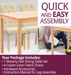 Hallowood Furniture Waverly Light Oak Dining Table (120X70Cm) Set With 4 Linen Fabric Chairs In Cream - thumbnail 7