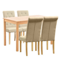 Hallowood Furniture Waverly Light Oak Dining Table (120X70Cm) Set With 4 Linen Fabric Chairs In Cream - thumbnail 8