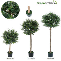 GreenBrokers Artificial Olive Tree With Real Wood Trunk, Premium Quality Natural Appearance, 5Ft/150 Cm - thumbnail 3