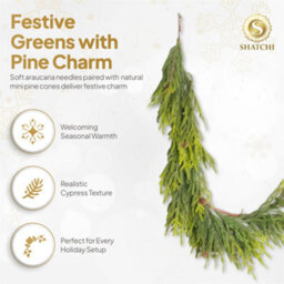 Shatchi Araucaria Garland With Mini Pine Cones 180Cm Pe Material Garlands For Door Décor - thumbnail 4