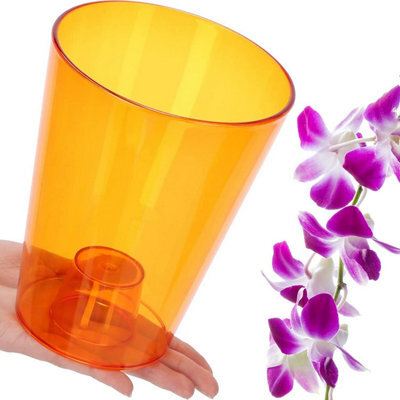 B2C Plant Orchid Pot Plastic Gloss Oval Planter 12 Cm Orange Round - image 1