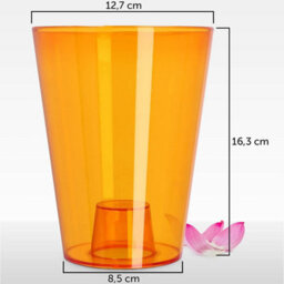 B2C Plant Orchid Pot Plastic  Gloss Oval Planter 12 Cm Orange Round - thumbnail 2