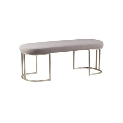 Buttercup Farm Gilden Bench With Curved Base - Metal/wood/synthetic/textile - L45 X W120 X H45 Cm - Silver/grey - image 1