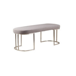 Buttercup Farm Gilden Bench With Curved Base - Metal/wood/synthetic/textile - L45 X W120 X H45 Cm - Silver/grey - thumbnail 4