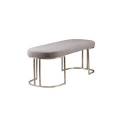 Buttercup Farm Gilden Bench With Curved Base - Metal/wood/synthetic/textile - L45 X W120 X H45 Cm - Silver/grey - thumbnail 5