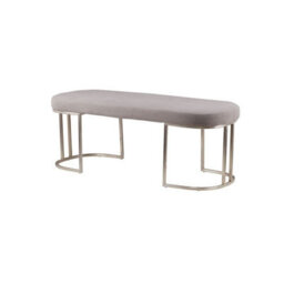 Buttercup Farm Gilden Bench With Curved Base - Metal/wood/synthetic/textile - L45 X W120 X H45 Cm - Silver/grey - thumbnail 6