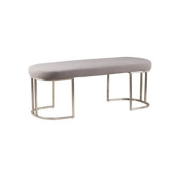 Buttercup Farm Gilden Bench With Curved Base - Metal/wood/synthetic/textile - L45 X W120 X H45 Cm - Silver/grey
