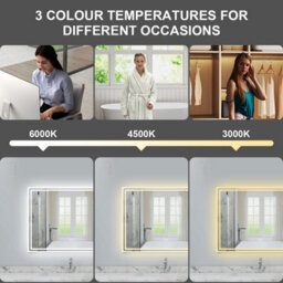 Probaty Bathrooms 800X600mm Bathroom Led Mirror 3 Colors Dimmable With Bluetooth Memory Function,anti-Fog Wall Mounted Vanity Backlit Mirror - thumbnail 3