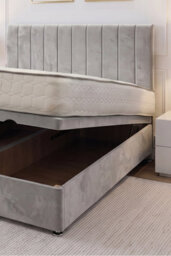 "Knight Sleep Paris Ottoman Bed Silver Plush 3Ft With Mattress & 24""headboard -Single" - thumbnail 2