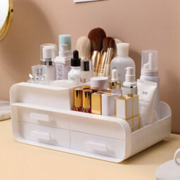 Living And Home White 3 Drawers Multifunctional Plastic Makeup Storage Desk Organizer For Stationery Marker Pens - thumbnail 1