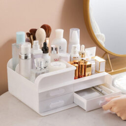 Living And Home White 3 Drawers Multifunctional Plastic Makeup Storage Desk Organizer For Stationery Marker Pens - thumbnail 2