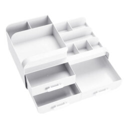 Living And Home White 3 Drawers Multifunctional Plastic Makeup Storage Desk Organizer For Stationery Marker Pens - thumbnail 5