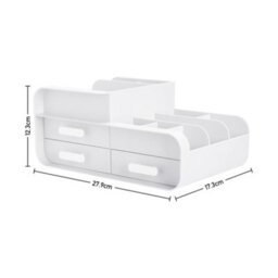 Living And Home White 3 Drawers Multifunctional Plastic Makeup Storage Desk Organizer For Stationery Marker Pens - thumbnail 6