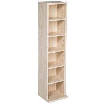 Tectake Cd Dvd Storage Tower Media Display Unit Adjustable Shelves Wood Effect 102 Cds Or 27 Dvds - Beech - image 1