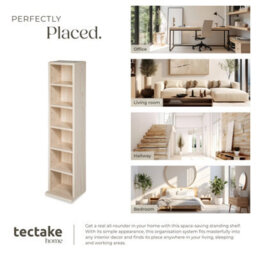 Tectake Cd Dvd Storage Tower Media Display Unit Adjustable Shelves Wood Effect 102 Cds Or 27 Dvds  - Beech - thumbnail 5