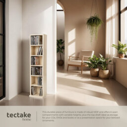 Tectake Cd Dvd Storage Tower Media Display Unit Adjustable Shelves Wood Effect 102 Cds Or 27 Dvds  - Beech - thumbnail 3