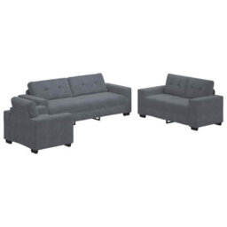 Vidaxl Sofa Set With Cushion 3 Pcs Grey 221 X 78 X 80 Cm Velvet - thumbnail 2