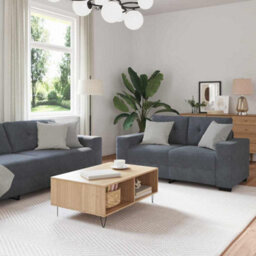 Vidaxl Sofa Set With Cushion 3 Pcs Grey 221 X 78 X 80 Cm Velvet - thumbnail 1