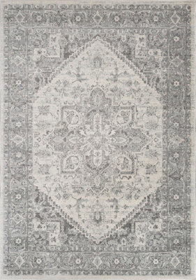 Livabliss Chester-Vintage Grey White Traditional Boho Living Dining Bedroom Rug 140 X 200 Cm Easy Care, Non Shedding - image 1
