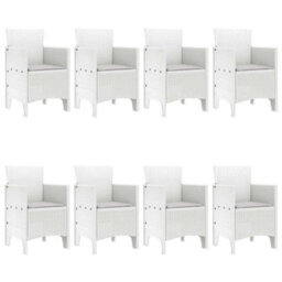 Berkfield Garden Dining Set 9 Pcs White Polt Rattan - thumbnail 4