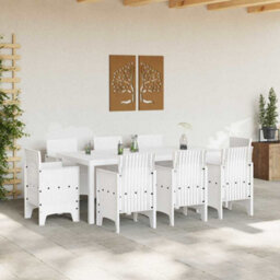 Berkfield Garden Dining Set 9 Pcs White Polt Rattan - thumbnail 3