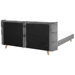 Beliani Bed Velvet Senlis 180 X 200 Cm (Eu Super King) Grey - thumbnail 6