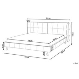 Beliani Bed Velvet Senlis 180 X 200 Cm (Eu Super King) Grey - thumbnail 3