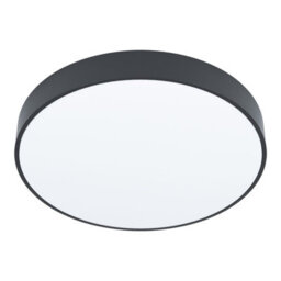Modern Black Flush Ceiling Light With White Shade And Led Bulb - 18W Included
