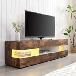 Furniture in Fashion Kirsten Wooden Tv Stand In Rustic Oak With Led Lighting