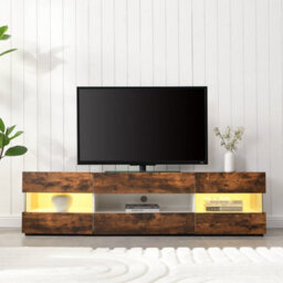 Furniture in Fashion Kirsten Wooden Tv Stand In Rustic Oak With Led Lighting - thumbnail 2