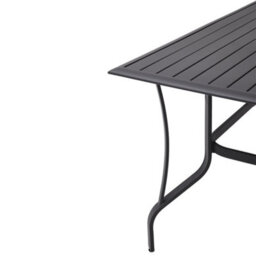 Thehotsale 150Cm L Garden Metal Slatted Coffee Table With Six Rattan Chairs Rectangle Table In Black - thumbnail 5