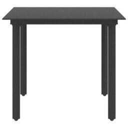 Walplus Garden Dining Table Black 80X80X74 Cm Steel And Glass - thumbnail 2
