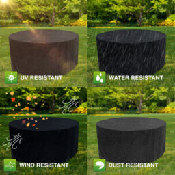 Woodside Black Large Round Waterproof Outdoor Garden Patio Set Furniture Cover - thumbnail 5