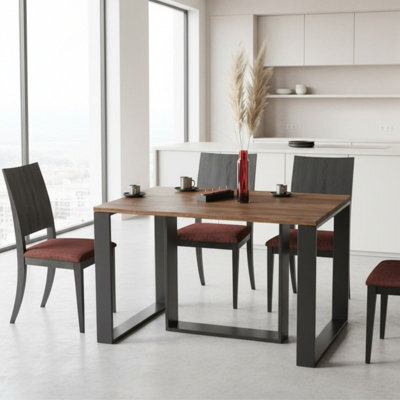 Borys Modern Extendable Dining Table 130 And 210X80 Cm Stirling Oak Finish With Sturdy Black Legs - image 1