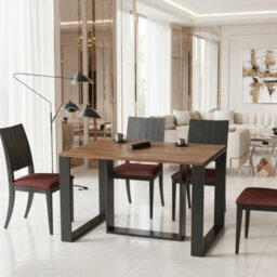 Borys Modern Extendable Dining Table 130 And 210X80 Cm Stirling Oak Finish With Sturdy Black Legs - thumbnail 2