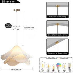 Amorly 2 Tier Cream Petal Fabric Shade Flower Chandelier, Ceiling Hanging Light Fixture For Dining, Living Room, Bedroom, 11.8 In Wide - thumbnail 6