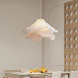 Amorly 2 Tier Cream Petal Fabric Shade Flower Chandelier, Ceiling Hanging Light Fixture For Dining, Living Room, Bedroom, 11.8 In Wide - thumbnail 2